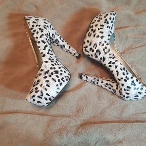 White platform heels